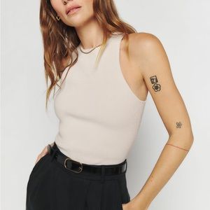 Reformation ribbed Hudson knit tank, S, birch